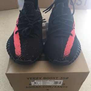 Yeezy Boost 350 V2 Black Red Stripe 9.5 UA
